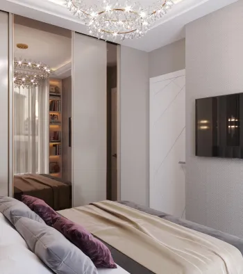 Интерьер спальни cветильниками над кроватью и с подсветкой  смотреть на Basicdecor