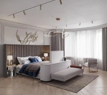 Интерьер спальни cветильниками над кроватью  смотреть на Basicdecor