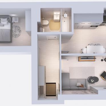 Интерьер с проходной и с подсветкой  смотреть на Basicdecor