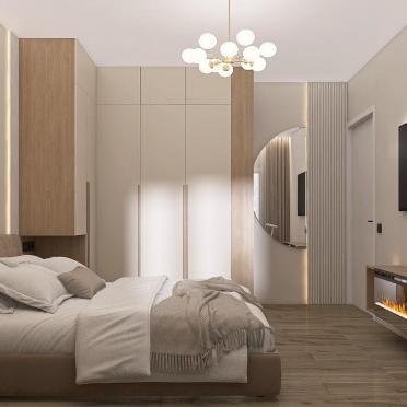 Интерьер спальни cветильниками над кроватью и с подсветкой  смотреть на Basicdecor