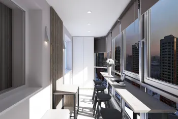 Интерьер кухни c рабочим местом и балконом в современном стиле смотреть на Basicdecor