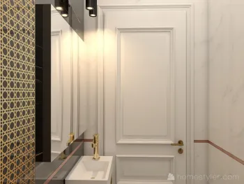 Интерьер ванной и прихожей с зеркалом на двери  смотреть на Basicdecor