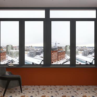 Интерьер балкона с окном и панорамными окнами  смотреть на Basicdecor