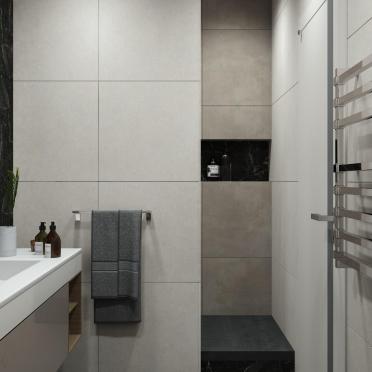 Интерьер ванной с душевой из плитки  смотреть на Basicdecor