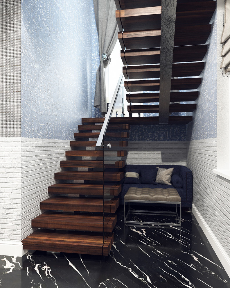 Интерьер с лестницей в современном стиле