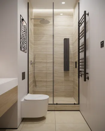 Интерьер ванной с душевой из плитки  смотреть на Basicdecor