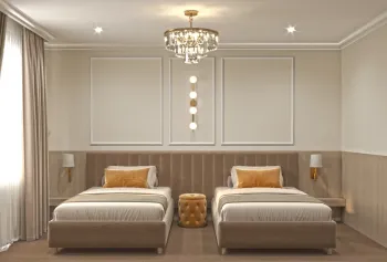 Интерьер спальни с две кровати  смотреть на Basicdecor