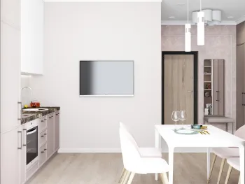 Интерьер кухни с телевизором на стене  смотреть на Basicdecor