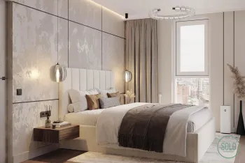 Интерьер спальни cветильниками над кроватью  смотреть на Basicdecor