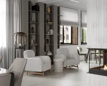 Интерьер гостиной с жалюзи в современном стиле смотреть на Basicdecor