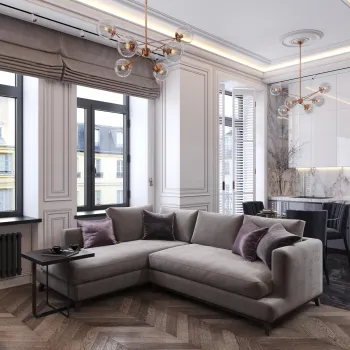 Интерьер гостиной c подсветкой  смотреть на Basicdecor