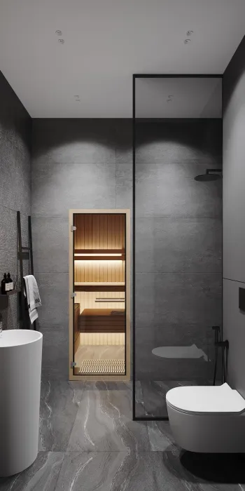 Интерьер ванной cауной  смотреть на Basicdecor