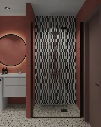 Интерьер с душевой из плитки  смотреть на Basicdecor
