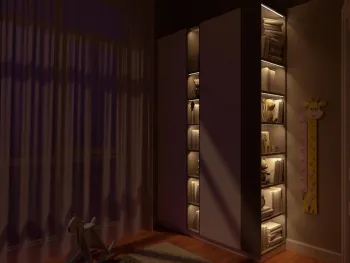 Интерьер гардеробной с нишей с подсветкой и с подсветкой  смотреть на Basicdecor