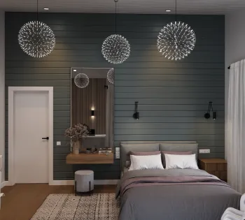 Интерьер спальни cветильниками над кроватью  смотреть на Basicdecor