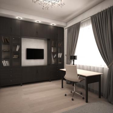 Интерьер гостиной c рабочим местом в модернизме смотреть на Basicdecor