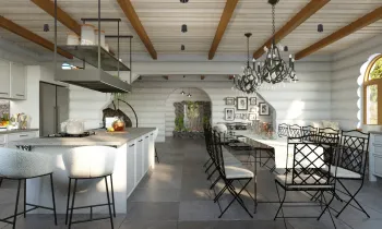 Интерьер кухни с в деревянном доме в рустике смотреть на Basicdecor