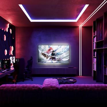 Интерьер кабинета с нишей с подсветкой и с подсветкой  смотреть на Basicdecor