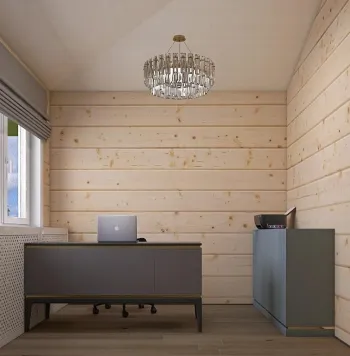 Интерьер кабинета с в деревянном доме  смотреть на Basicdecor