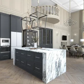 Интерьер кухни c островом  смотреть на Basicdecor