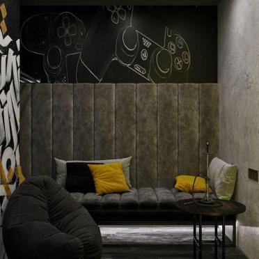 Интерьер кафе и ресторана cтеной за диваном  смотреть на Basicdecor