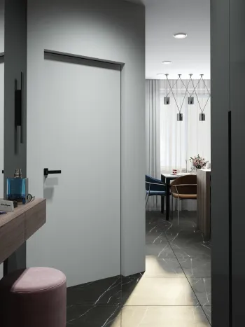 Интерьер прихожей с зеркалом на двери  смотреть на Basicdecor
