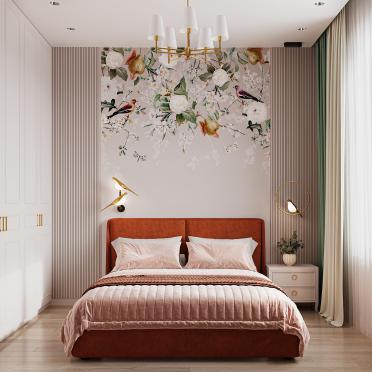 Интерьер спальни с картинами над камином  смотреть на Basicdecor
