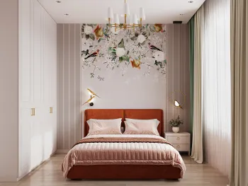 Интерьер спальни с картинами над камином  смотреть на Basicdecor