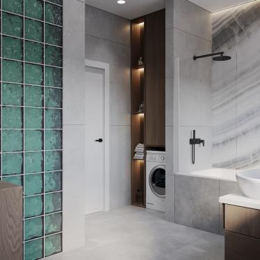 Интерьер ванной cтеклоблоками  смотреть на Basicdecor
