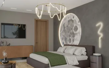 Интерьер спальни cветильниками над кроватью  смотреть на Basicdecor
