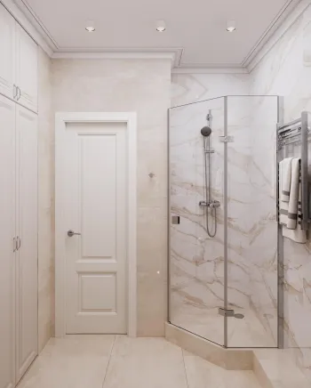 Интерьер ванной с душевой из плитки  смотреть на Basicdecor