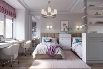 Интерьер спальни c рабочим местом  смотреть на Basicdecor