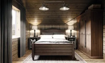 Интерьер спальни с в деревянном доме  смотреть на Basicdecor