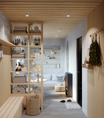Интерьер прихожей с в деревянном доме  смотреть на Basicdecor