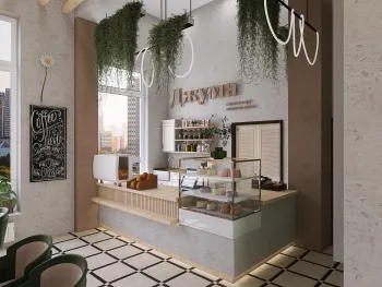 Интерьер кафе и ресторана с барной стойкой  смотреть на Basicdecor