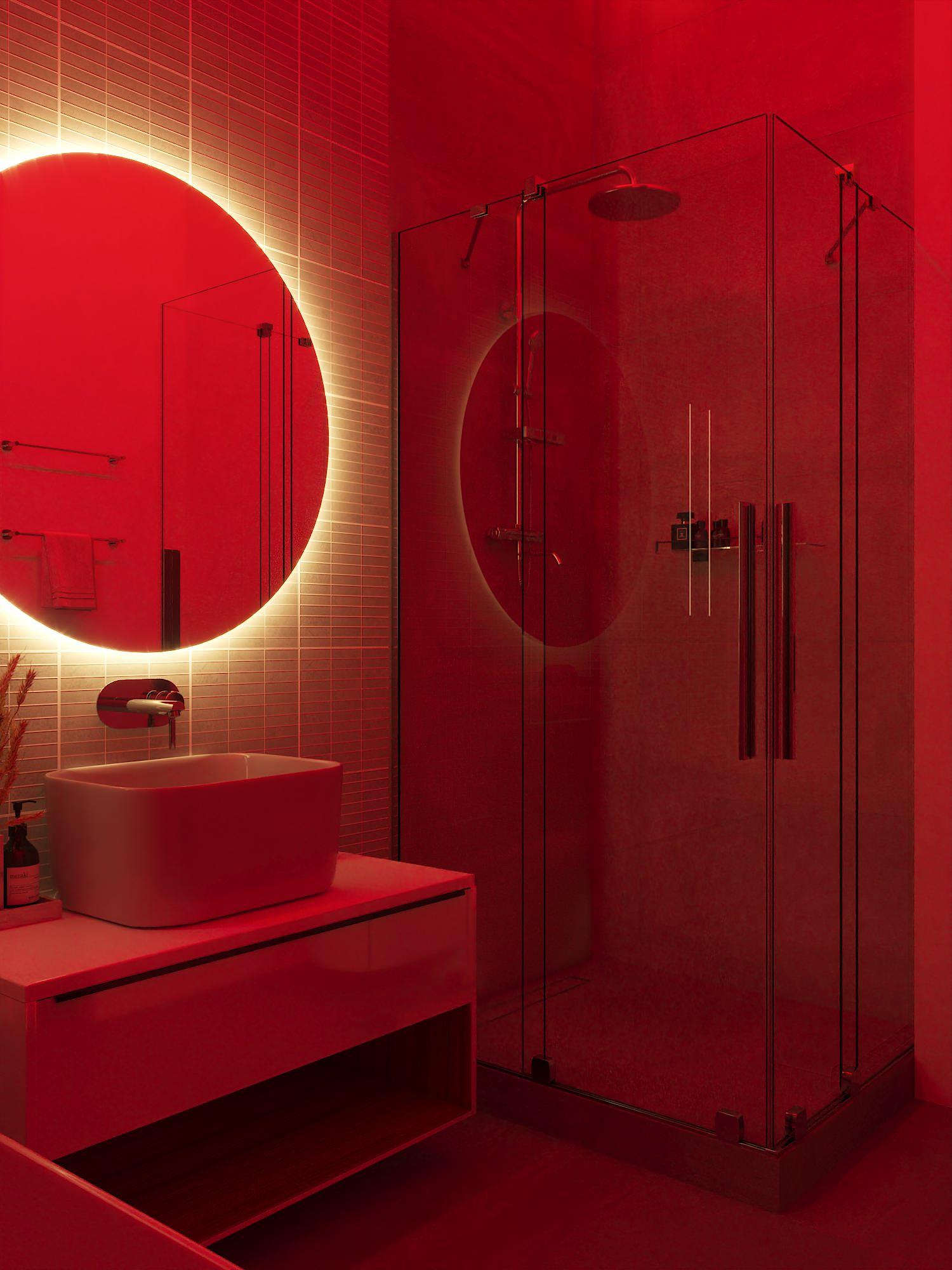 Интерьер ванной с подсветкой светодиодной