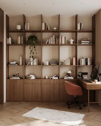 Интерьер с библиотекой  смотреть на Basicdecor