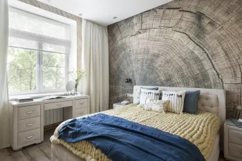 Интерьер спальни c рабочим местом в современном стиле смотреть на Basicdecor