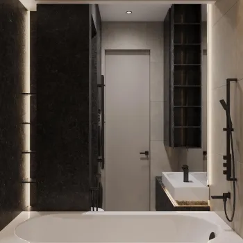 Интерьер ванной c подсветкой  смотреть на Basicdecor