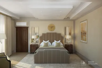 Интерьер спальни cветильниками над кроватью в неоклассике смотреть на Basicdecor