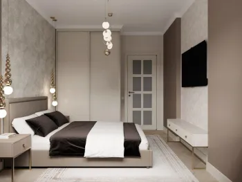 Интерьер спальни cветильниками над кроватью  смотреть на Basicdecor