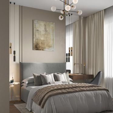 Интерьер спальни cветильниками над кроватью  смотреть на Basicdecor