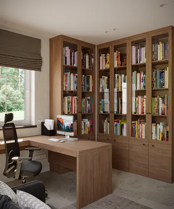 Интерьер кабинета с библиотекой  смотреть на Basicdecor
