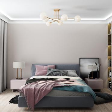 Интерьер спальни cветильниками над кроватью  смотреть на Basicdecor