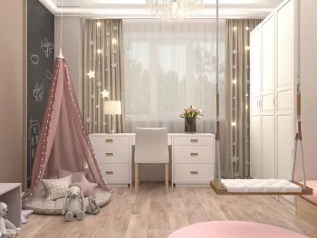 Интерьер детской c рабочим местом и для девочки  смотреть на Basicdecor