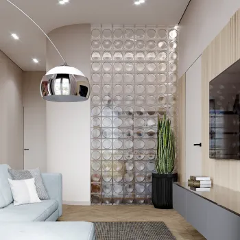 Интерьер прихожей с проходной и с подсветкой в современном стиле смотреть на Basicdecor