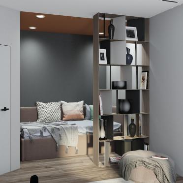 Интерьер детской с зонированием и перегородкой раздвижной  смотреть на Basicdecor