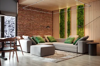 Интерьер гостиной в стиле лофт смотреть на Basicdecor