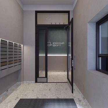 Интерьер коридора с проходной, зеркалом на двери и с подсветкой  смотреть на Basicdecor
