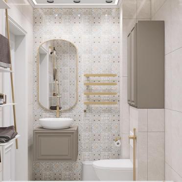 Интерьер ванной с душевой из плитки  смотреть на Basicdecor